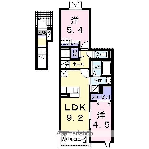 エスポワールマサオカ(2LDK/2階)の間取り写真