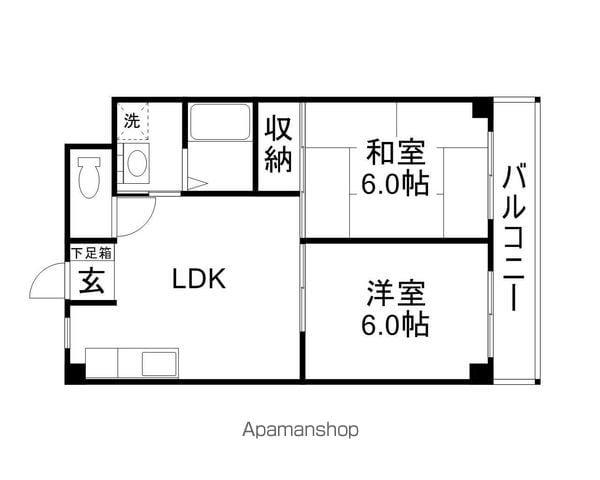 ローベルジーヌ野洲(2DK/3階)の間取り写真