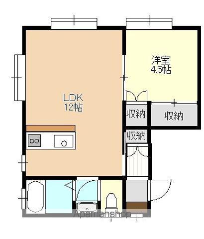 コーポ下白銀(1LDK/1階)の間取り写真