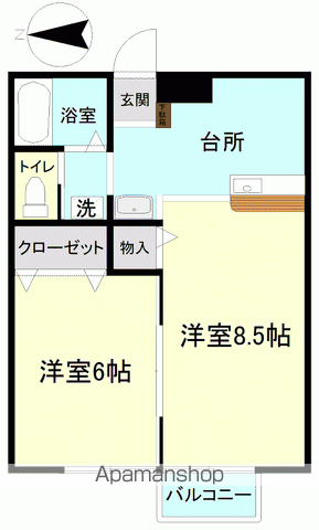 ベルフィオーレ(2K/1階)の間取り写真