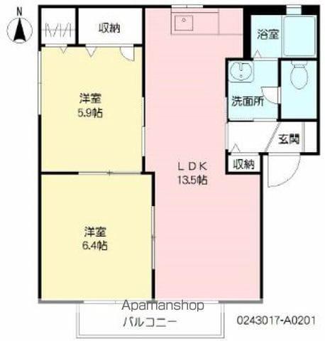 フローレンス・トリイ(2LDK/2階)の間取り写真