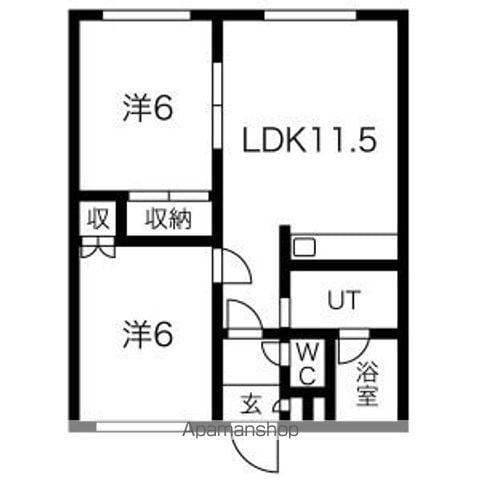 ロイヤルハイツ北野C(2LDK/2階)の間取り写真