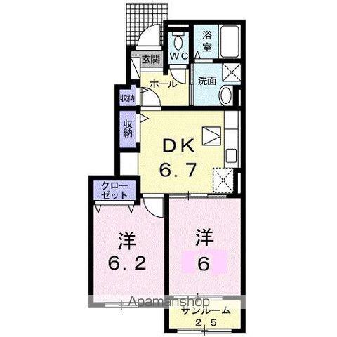 フィオーレ・G Ⅰ(2DK/1階)の間取り写真