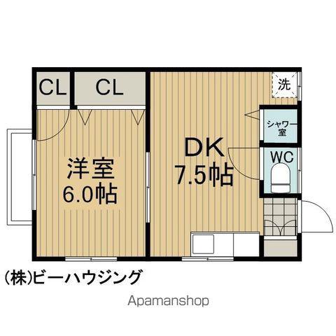 静翠荘(1DK/2階)の間取り写真