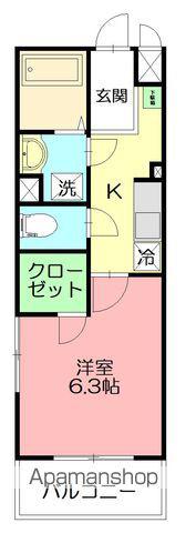 カレッジヒルズ(1K/2階)の間取り写真