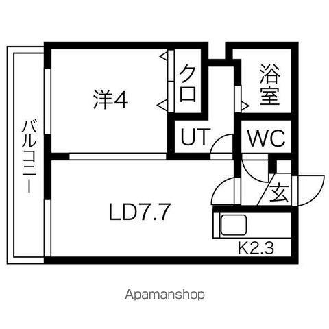 ヒルズ本通(1LDK/2階)の間取り写真