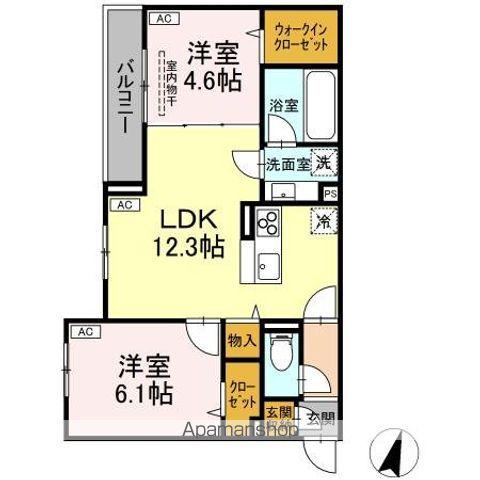 ASSET-COURT八坂(2LDK/2階)の間取り写真