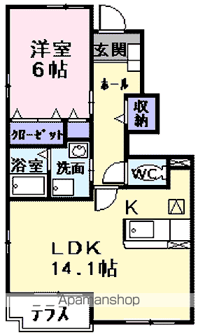 スタニングプレイスⅢ(1LDK/1階)の間取り写真