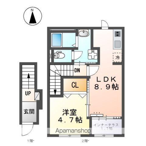 スターテラスⅡ南田町(1LDK/2階)の間取り写真