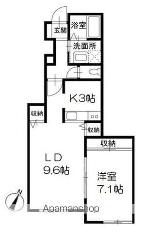 プラートフジ参番館(1LDK/1階)の間取り写真