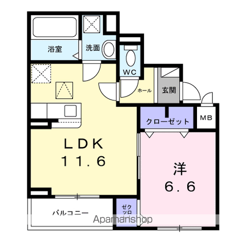 コンパル・りんくう(1LDK/1階)の間取り写真