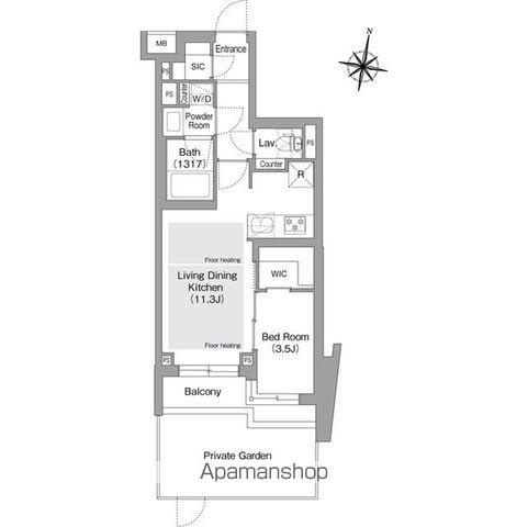 コンフォリア・リヴ東中野(1LDK/B1階)の間取り写真