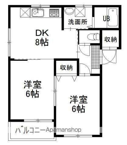 シティリバー(2DK/1階)の間取り写真