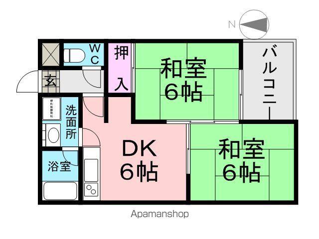 ルミエール塚口(2DK/2階)の間取り写真