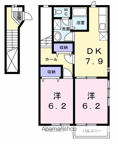 リバージュハイツⅡ(2DK/2階)の間取り写真