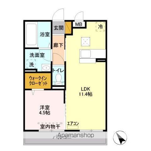 シャトレーウエスト明神(1LDK/1階)の間取り写真