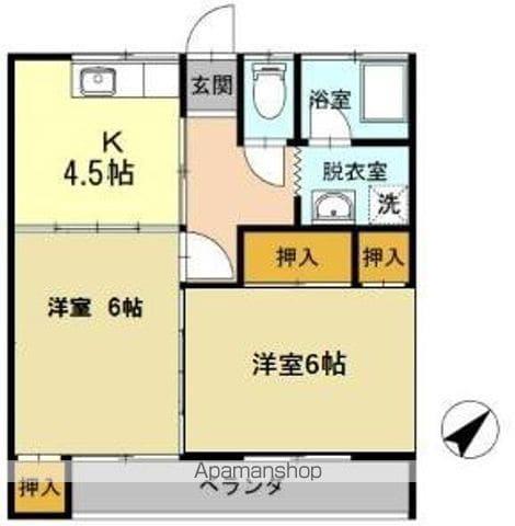 かつきハイツ(2K/2階)の間取り写真