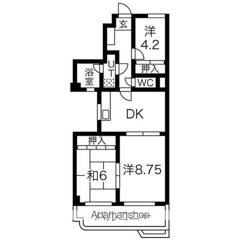 パルナスよもぎ台(2LDK/3階)の間取り写真