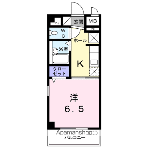イーストウエノシバ(1K/1階)の間取り写真