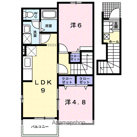 シャインベリー(2LDK/2階)の間取り写真