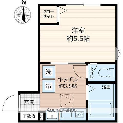 パステール・グランおゆみ野(1K/1階)の間取り写真