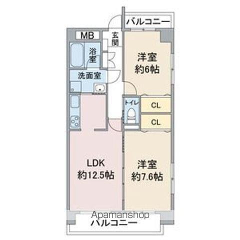 ダノイ美崇(2LDK/2階)の間取り写真