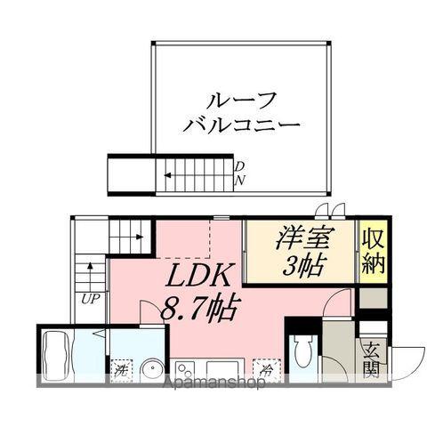 GRANDTIC二日市中央Ⅰ(1LDK/2階)の間取り写真