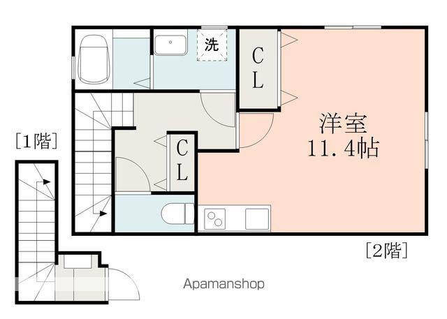 DICE 引水(ワンルーム/2階)の間取り写真