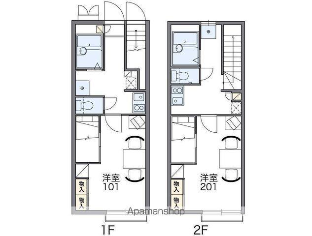 レオパレスウエスト Ⅲ(1K/2階)の間取り写真