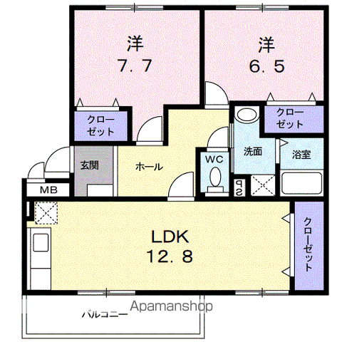 メゾンプルミエールⅣ(2LDK/1階)の間取り写真