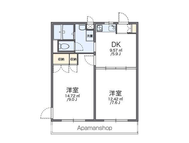 レオパレスクィーンズ由真(2DK/1階)の間取り写真