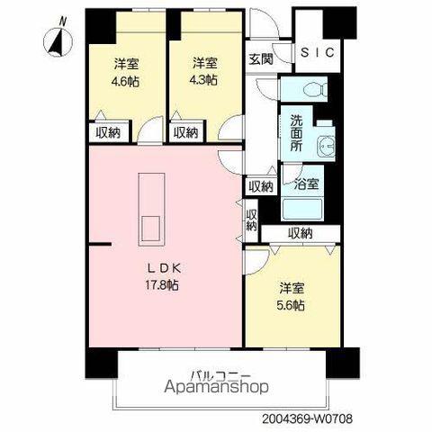 照葉クロススタイル(3LDK/7階)の間取り写真