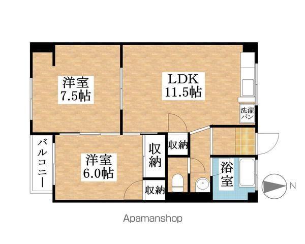 メゾン・ド・タマキ(2LDK/4階)の間取り写真