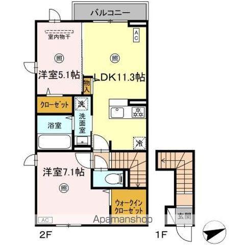 D-ROOM赤間駅前II(2LDK/2階)の間取り写真