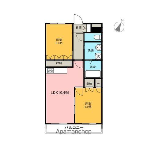 プランドール城ノ元(2LDK/1階)の間取り写真