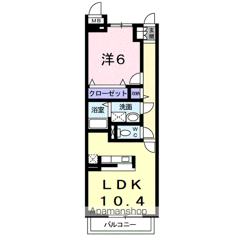 サニーブローテ住吉Ⅰ(1LDK/1階)の間取り写真