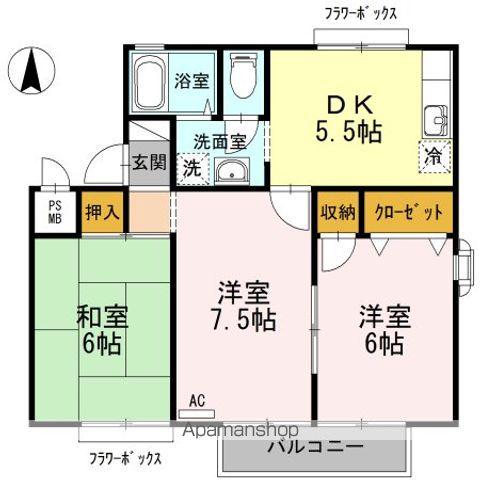 シャルム椿(3DK/2階)の間取り写真