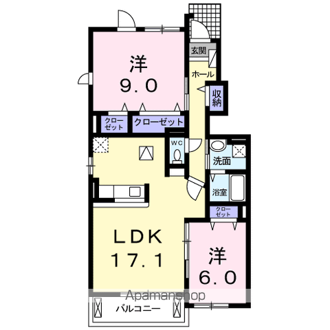 ラ カーサフェリーチェ B(2LDK/1階)の間取り写真