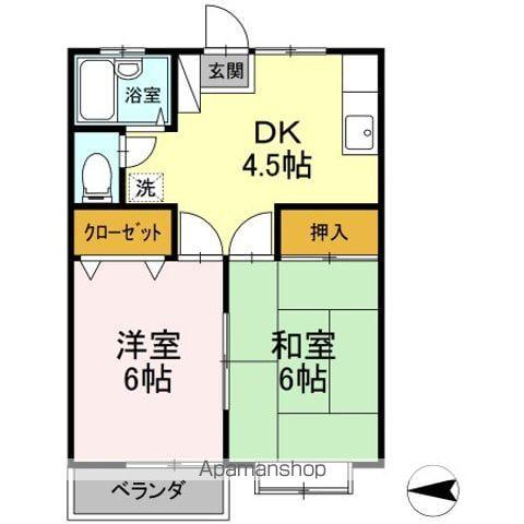 スイートホーム平成(2K/2階)の間取り写真