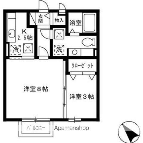 セジュール京(2K/2階)の間取り写真