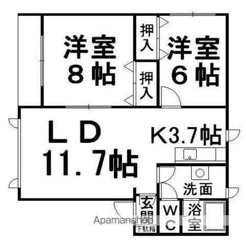 スバルカーサ(2LDK/1階)の間取り写真