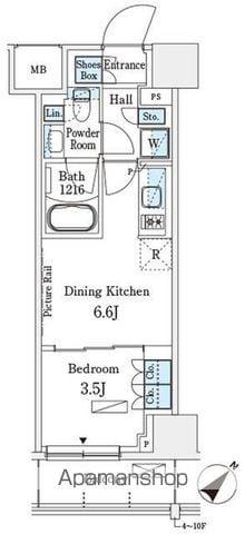 パークアクシス横浜伊勢佐木町通(1DK/7階)の間取り写真
