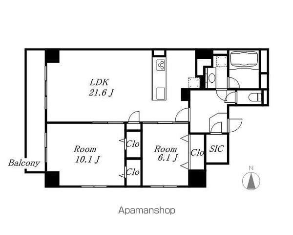 JMFレジデンス名駅南(2LDK/2階)の間取り写真