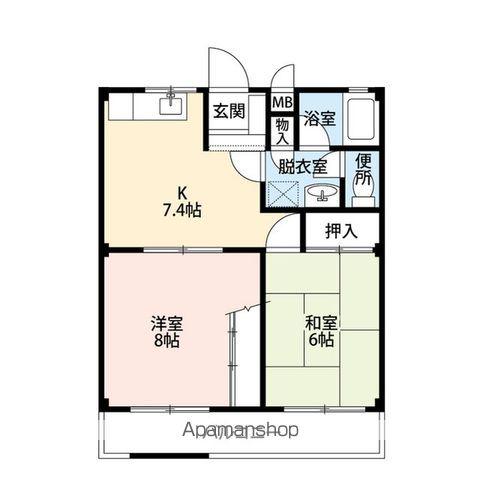 カメリアシティ(2DK/1階)の間取り写真