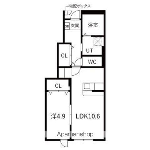 フロンティア(1LDK/1階)の間取り写真