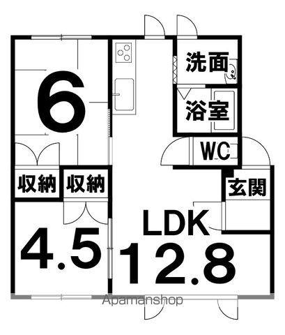 根室本線 柏林台駅 徒歩25分 2階建 築31年(2LDK/2階)の間取り写真