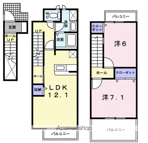 K・TエミネンスヒルズB(2LDK/2階)の間取り写真