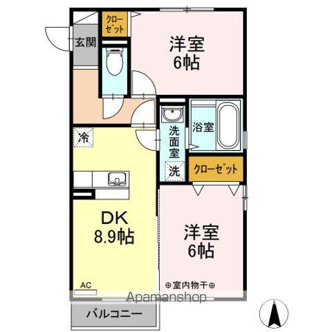 リジエール西仙北(2DK/2階)の間取り写真