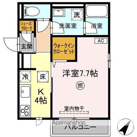サンライズ(1K/1階)の間取り写真