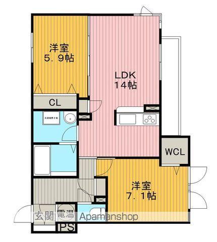 パークスイート桜の町(2LDK/3階)の間取り写真